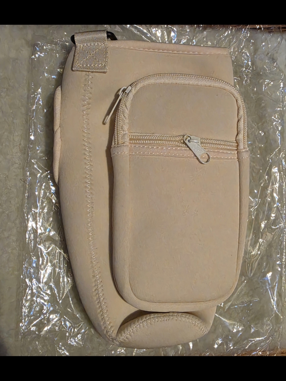 Casual Beige Travel Water Holder Front Zip Pocket